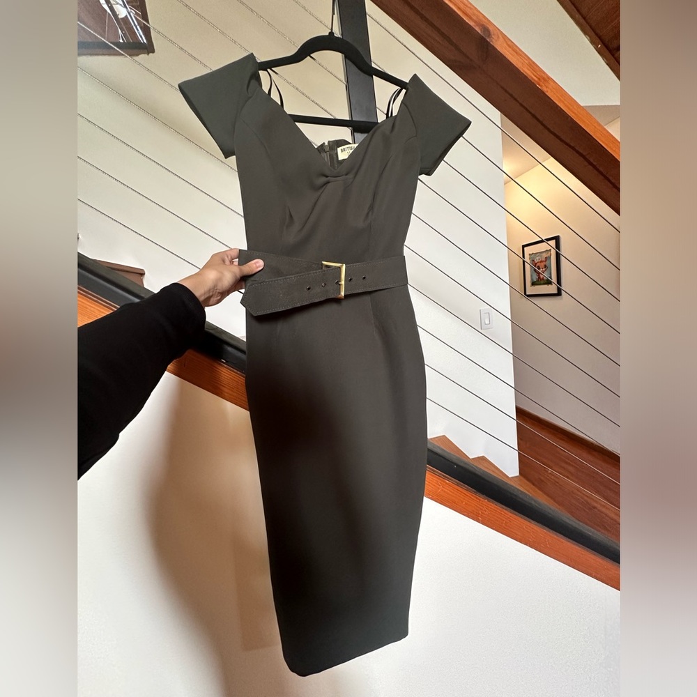 British Retro ‘Rhonda’s Revenge’ Dark Green 50s Style Pencil Dress